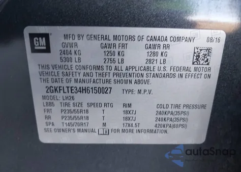 2017 GMC Terrain Sle-2 from USA, damaged, VIN 2GKFLTE34H6150027